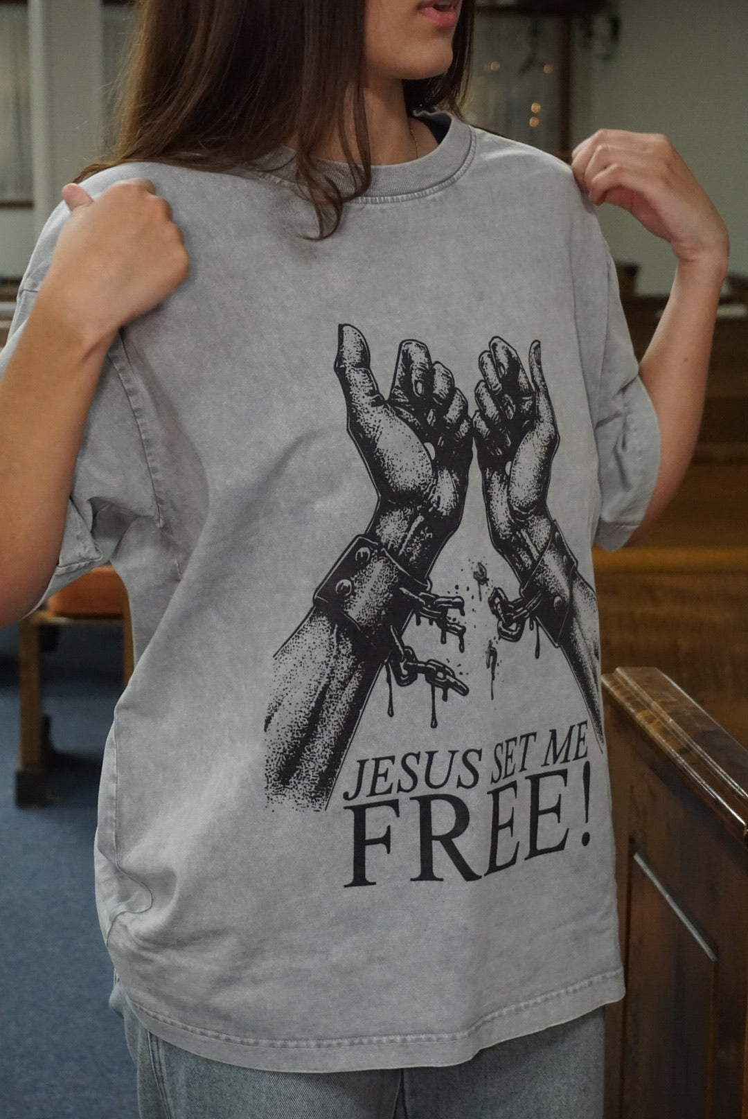 'JESUS SET ME FREE' GREY