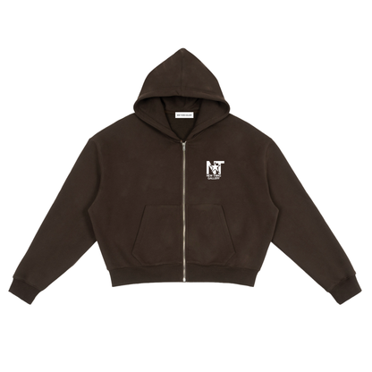 ‘CHASE THE NEW’ BROWN ZIP-UP