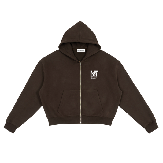 ‘CHASE THE NEW’ BROWN ZIP-UP